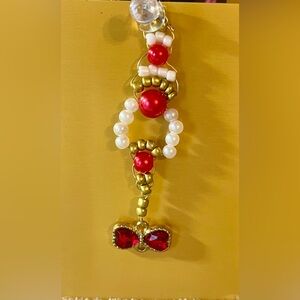 Elegant Red and Gold Beaded Pendant